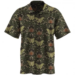 Wicked Clothes Floral Moth Button-Up Shirt