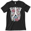 Wicked Clothes Bones Floral Rib Cage Shirt